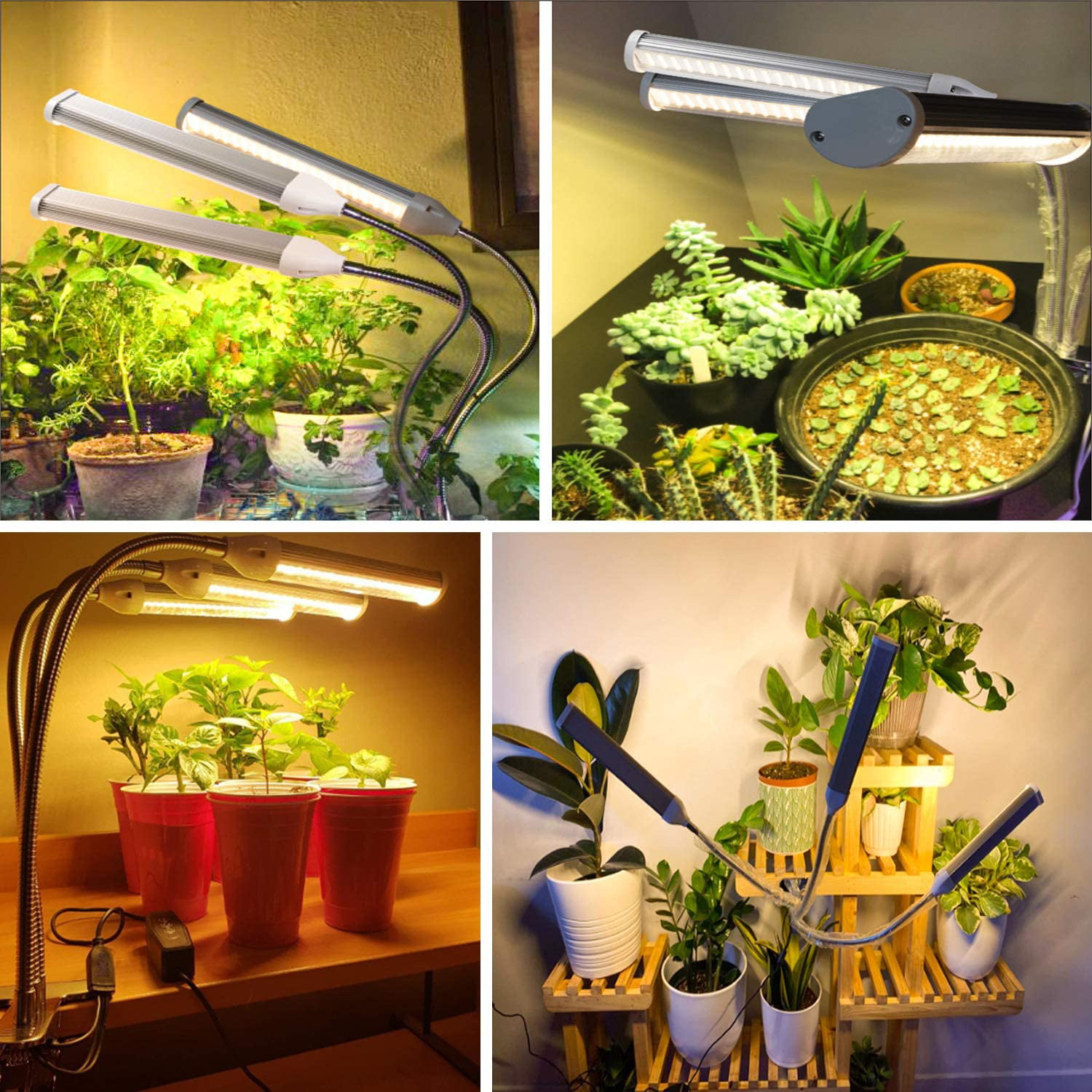 LED Plant Grow Light 132 LED Full Spectrum Plant Grow Lamp 3 Head 360 Degree ... 