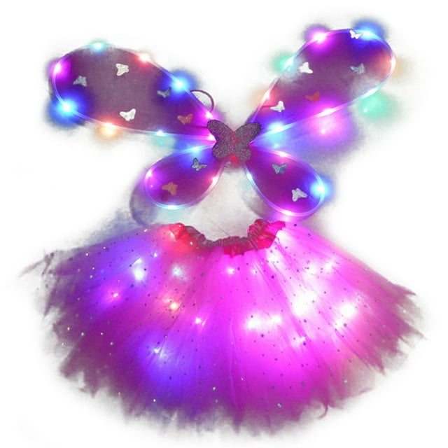 Bangcool Jupe Tutu d'Halloween à DEL Robe en Tulle de Fête Jupe de Cosplay avec Ailes pour Enfants