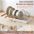 thumbnail image 5 of Lonian 2-Pack Expandable Pot and Pan Organizer Rack, Adjustable 12-22” Cabinet & Under Sink Storage, White Pan Organizer with 7 Dividers, Set of 2, 5 of 6