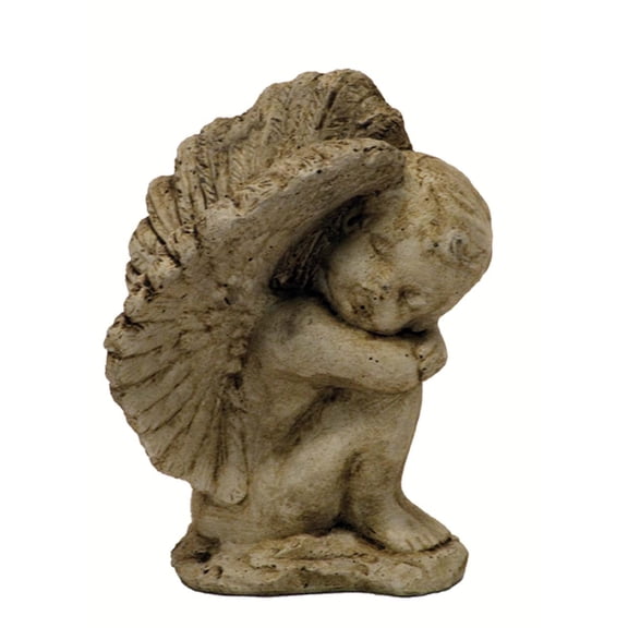Solid Rock Stoneworks Small Resting Angel- 6" Tall x 5" w x 5" d- Buff