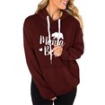 thumbnail image 2 of Sudadera con capucha informal, cómoda, con bolsillo con cordón elástico y manga larga, sudadera con capucha para mujer color rojo vino XL, 2 of 6