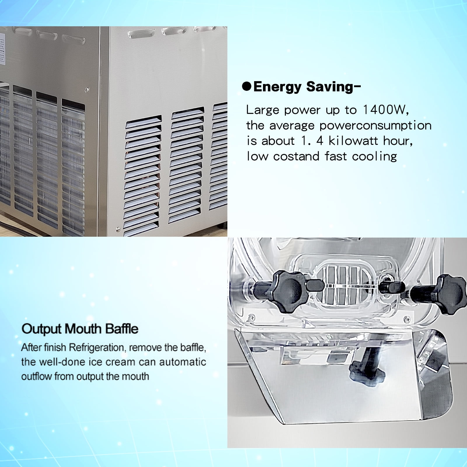 Kolice Commercial Mini Desktop Hard Ice Cream Machine, Countertop Hard Ice Cream Maker - Capacity: 4 Gal/Hour(15L/Hour)