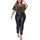 thumbnail image 2 of Blusas de mujer de tallas grandes Agnes Orinda, camiseta de manga corta con escote en V metálico, tops para fiestas 4X dorados, 2 of 6