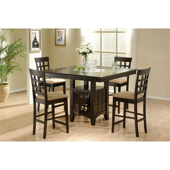 Pemberly Row 5-Piece Wood Counter Height Dining Set in Cappuccino and Beige
