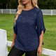 thumbnail image 4 of Mujeres Partido Tops Casual Brillante Elegante Suelto Ajuste, Color Sólido Blusa para la Primavera Diaria, 4 of 9