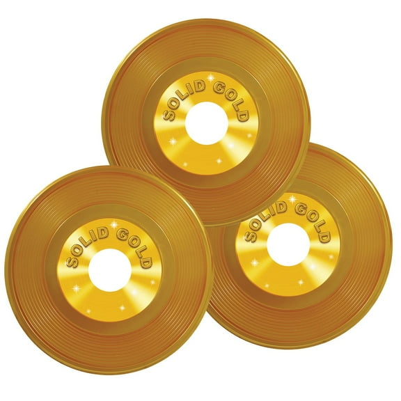 36 Piece Beistle Gold Plastic Records Party Decoration