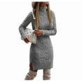 thumbnail image 3 of TrdSipl Sweater Dress for Women 2025 Long-Sleeve Turtleneck Split Bodycon Ruched Mini Dress Fall Winter Chunky Knit a Line Tunic Dresses, 3 of 5