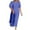 Blue, variant on ChaoHeng Plus Size Dresses for Women on Casual Fall Dresses for Women 2025 Trendy Fashion Women's Summer Temperament Solid Short Sleeve Round-Neck Dress