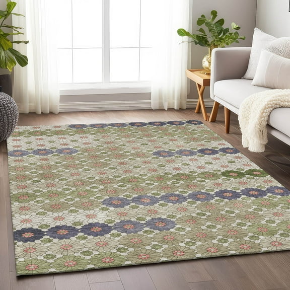 Addison Rugs Chantille Indoor/Outdoor Transitional Geometric Aloe Washable Rectangle Rug, 10' x 14'