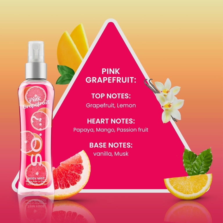 So, Pink Grapefruit Body Mist, 3.5 oz, Fragrance for Women