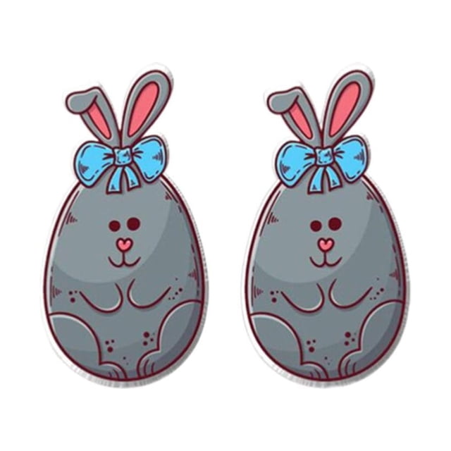 Boucles d'Oreilles en Plastique Œuf de Pâques Lapin Ressuscité Boucles d'Oreilles en Acier Inoxydable Clips d'Oreilles en Résine