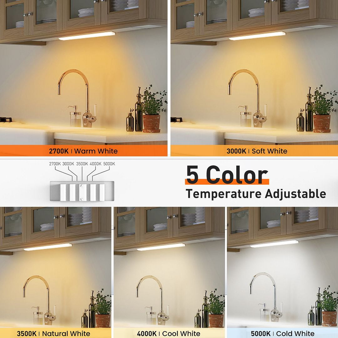 ALUSSO 12Inch LED Under Cabinet Light Plug-in, Dimmable, 5 Color Temperatures for Kitchen Home