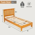 thumbnail image 4 of PayLessHere Twin Solid Wood Modern Platform Bed with Headboard, Natural, 4 of 8