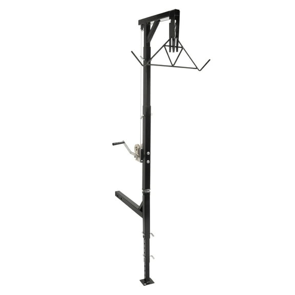 KOJEM Game Hoist Kit with Winch Gambrel 400 Pound Capacity Adjustable Height Black – 360 Degree Swivel Support Stand Foot for Hanging Hunting Game