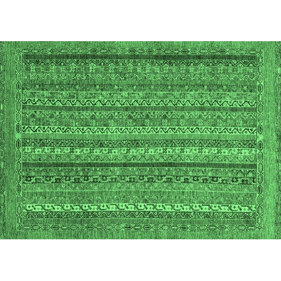 Ahgly Company Indoor Rectangle Abstract Emerald Green Modern Area Rugs, 4' x 6'