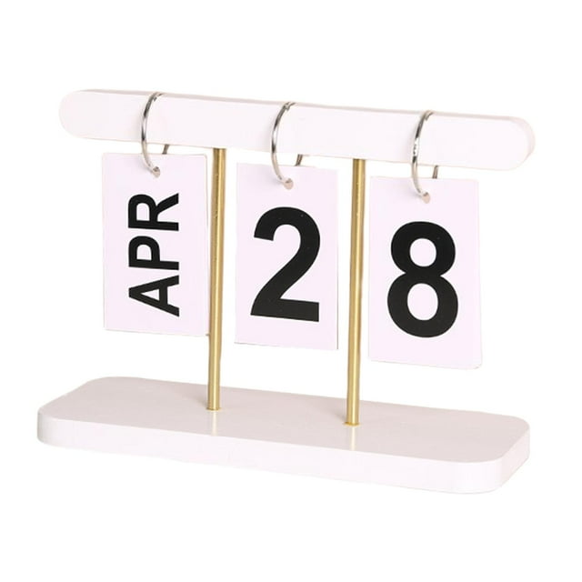 veasfak Calendrier de Bureau Réutilisable Table Debout Calendrier Perpétuel pour Maison de Ferme Blanc