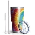 thumbnail image 2 of 30oz Colorful Rainbow Tie Dye Spiral Pattern Tumblers Stainless Steel Tumbler with Lid and Straw,Vacuum Insulated Double Wall Travel Tumbler Cups Mug with Cleaning Brush for Coffee,Tea, 2 of 7