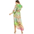 thumbnail image 2 of Sakkas Rina Women's Maxi Long Flounce Shirt Dress Floral Print Long Sleeves Button - 601-Green - S/M, 2 of 5