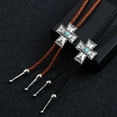 thumbnail image 3 of Western Cowboy Bolo Tie Punk Necktie with Metal Crosses Stone Pendant, 3 of 11