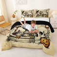 thumbnail image 3 of Homewish Vintage Halloween Skull Crow Queen Comforter Set,Butterfly Pumpkin Print Comforter Sets Queen,Beige Black Orange,Black Reversible,3-Piece,1 Comforter and 2 Pillowcases, 3 of 7