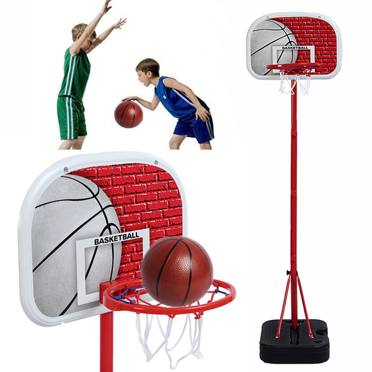 1 Set Adjustable Basketball Hoop System Stand Net Goal Backboard +Basketball+Base+Pole+Ring+Net Kid Child Gift Indoor... by