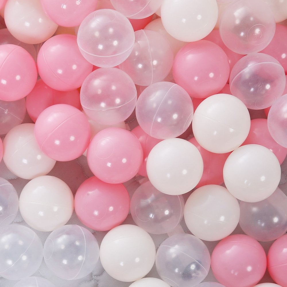 PlayMaty 100 Pieces Colorful Pit Balls Phthalate Free BPA Free Plastic Balls Crush Proof Stress Balls for Kids Ball Pit Accessories 2.2inches (Pink)