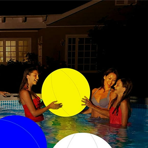 Led Beach Ball Inflatable Glowing Ball Light Glow Pool Toys Inflatable Light Up Beach Ball PVC 16 Colors Remote Control LED Beach Ball For Swimming Pool White