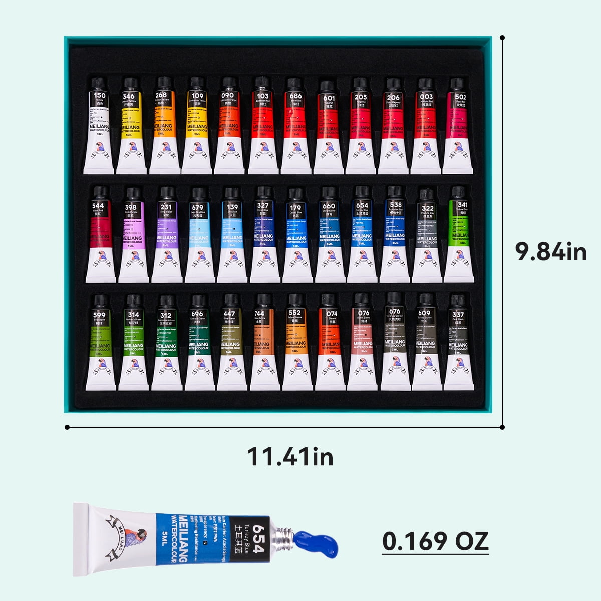 MEI LIANG Watercolor Paint Tubes Artist Grade 36 - Professional Water Color Paints Set for Adult