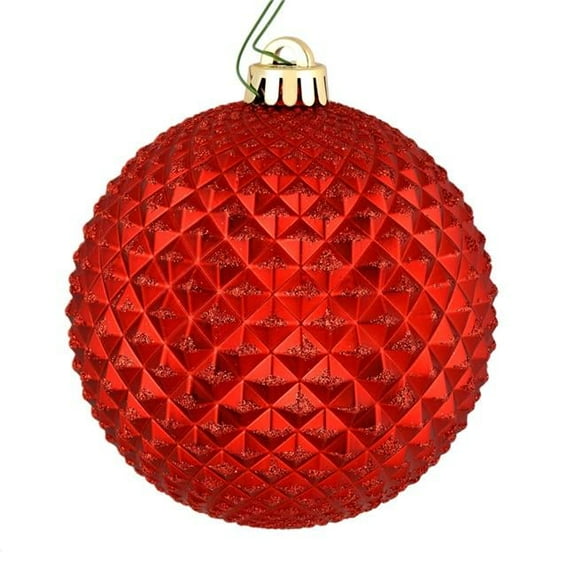 Vickerman SO-N218503 18 in. Red Durian Glitter 4 in. Ball Christmas Ornament Pick - 6 per Bag