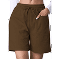 thumbnail image 3 of Omen Casual Shorts Drawstring Comfy Elastic Waist Shorts Summer Pull on Short with Pockets Coffee Color S, 3 of 7