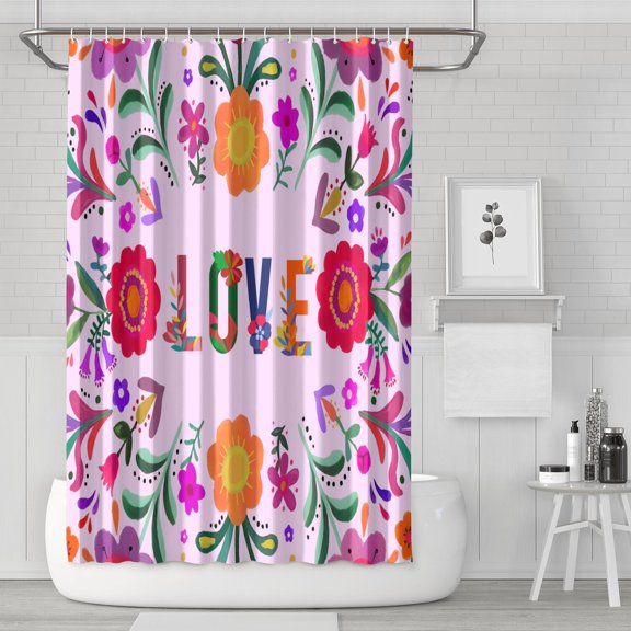 Boho Floral Shower Curtain 72x72 Inches - Tropical Leaves, Vintage Botanical Print, Waterproof Fabric for Chic Bathroom Decor, Modern Farmhouse & Bohemian Style