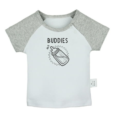 

Twins Baby Buddies Funny T shirt For Baby Newborn Babies T-shirts Infant Tops 0-24M Kids Graphic Tees Clothing (Short Gray Raglan T-shirt 0-6 Months)