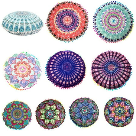 Superhomuse 43 43cm Colorful Round Pillows Case Indian Mandala