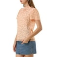 thumbnail image 4 of INSPIRE CHIC Women's Ruffle Neck Floral Keyhole Back Chiffon Blouse M Pink, 4 of 7