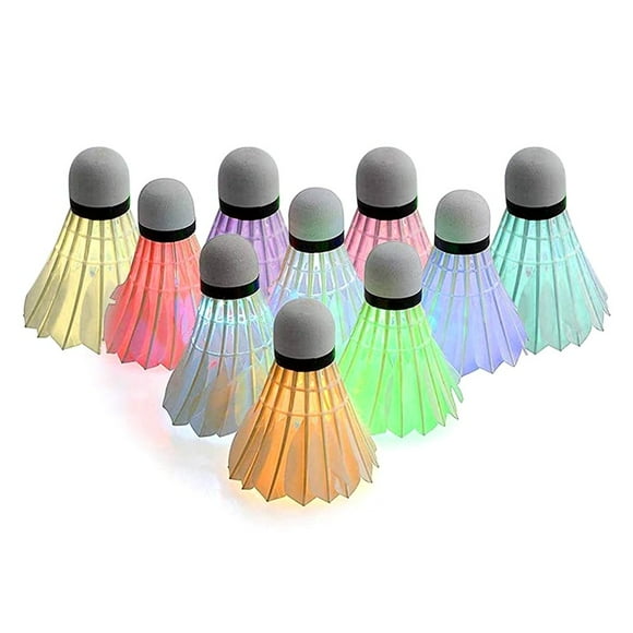 10pcs Luminous Badminton Balls LED 7 Colors Gradient Badminton Set Lighting Balls for Yard Games Outdoor Sports Toys