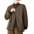 thumbnail image 2 of Roncen Women's Winter Plaid Thickened Coat - Cotton-Linen Blend Quilted Lining Warm Insulated Outerwear with Front Zipper and Side Pockets, 2 of 6