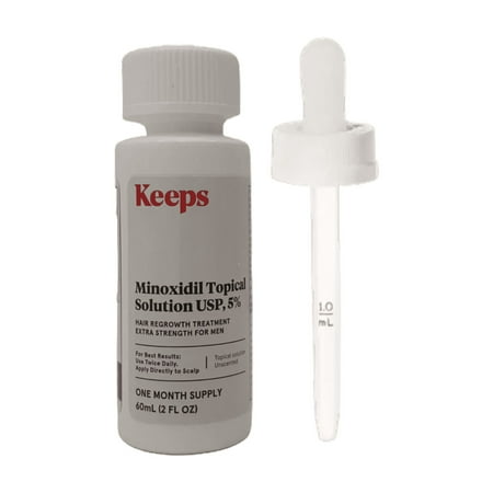 Keeps Extra Strength Minoxidil for Men Topical Hair Growth Serum, 5% Solution With Natazure Dropper