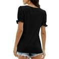 thumbnail image 6 of Lenpel Women's Summer Tops Trendy Ruffle Puff Short Sleeve Square Neck Solid Color Casual T-Shirts Tunic Tee Blouses, 6 of 7