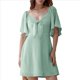 thumbnail image 1 of Vestido Mini Elegante con Escote en V Profundo y Lazo Verde S, 1 of 8