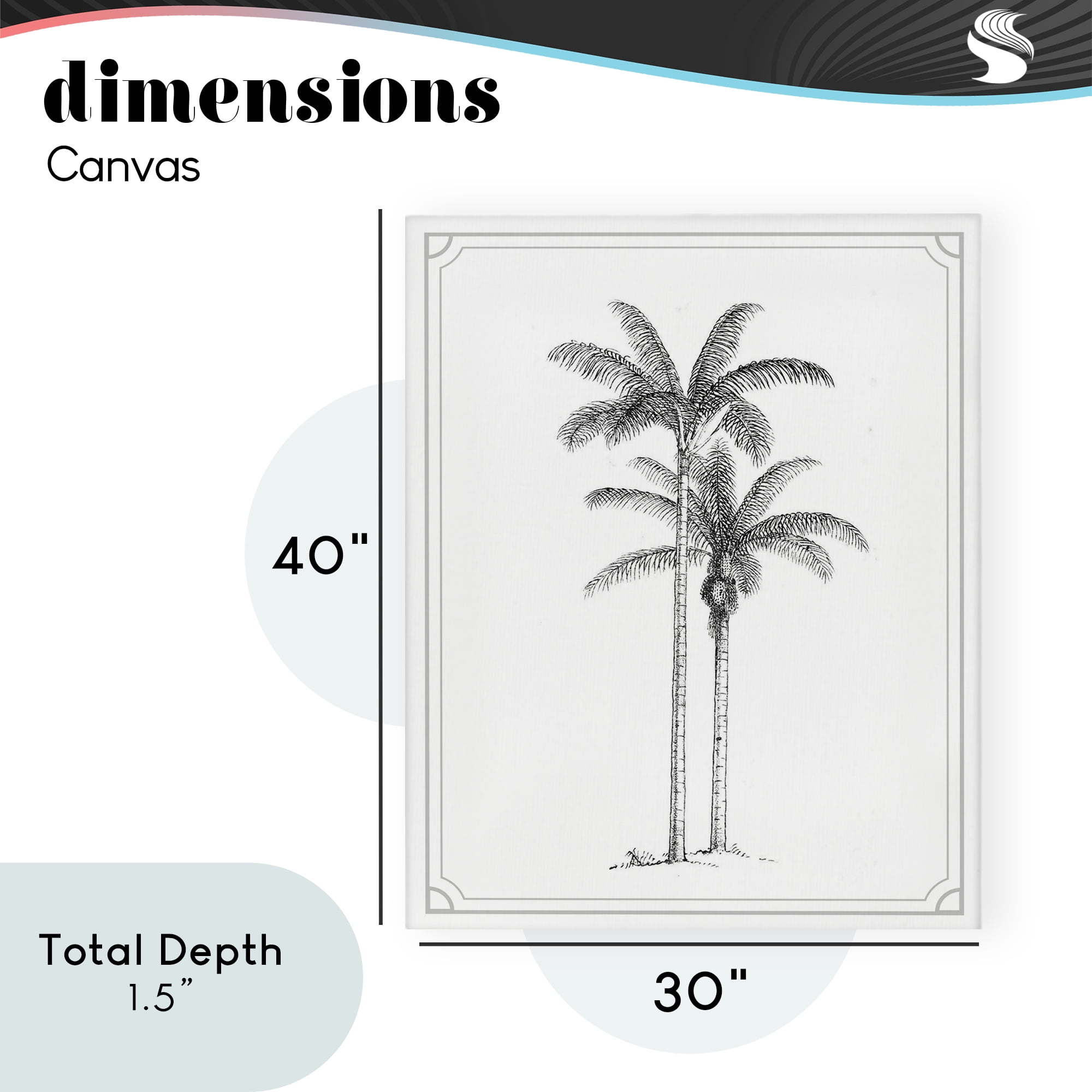 Vintage Simple Palm Tree Canvas Wall Art, design by Lettered and Lined