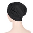 thumbnail image 3 of Chemo Headwear for Women Flower Pleated Beanies Stretch Elastic Turbans Soft Cancer Hats Head Coverings Scarf,Black, 3 of 6