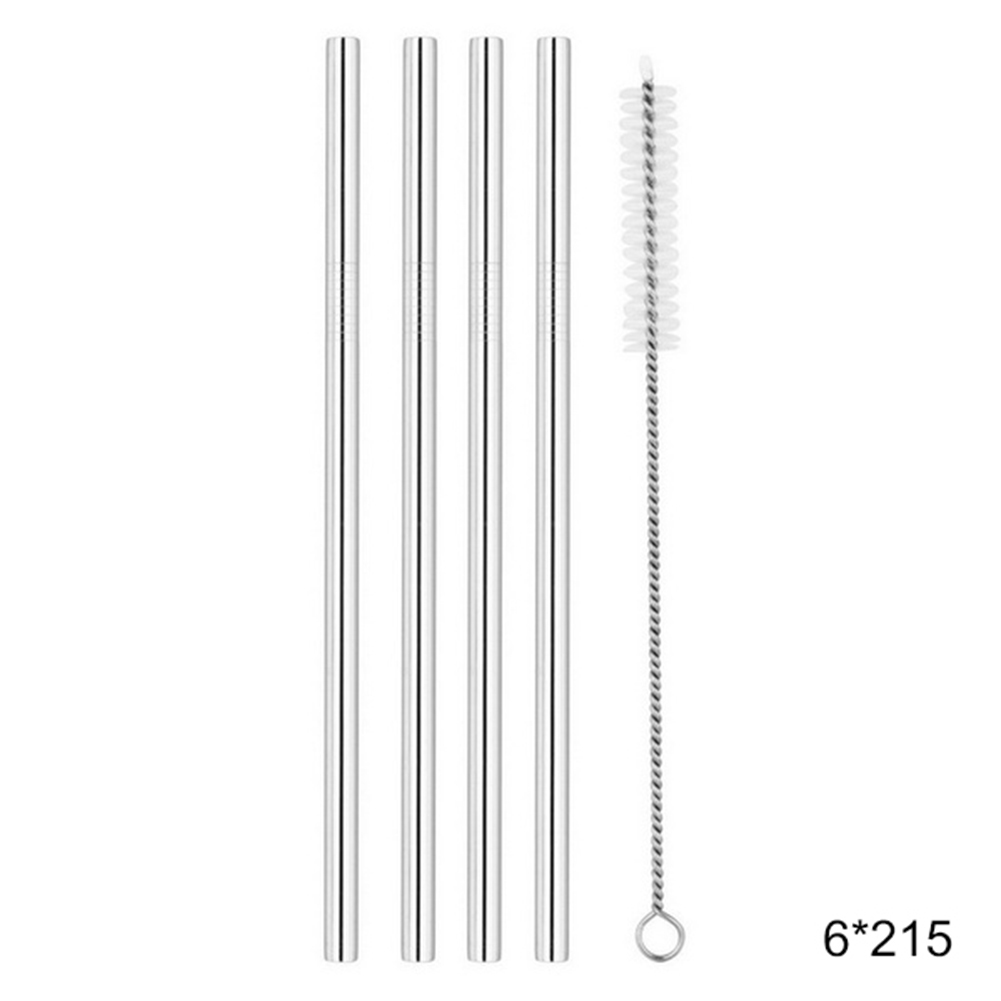Farfi Reusable Stainless Steel Straight Bent Drinking Straw Cleaner
