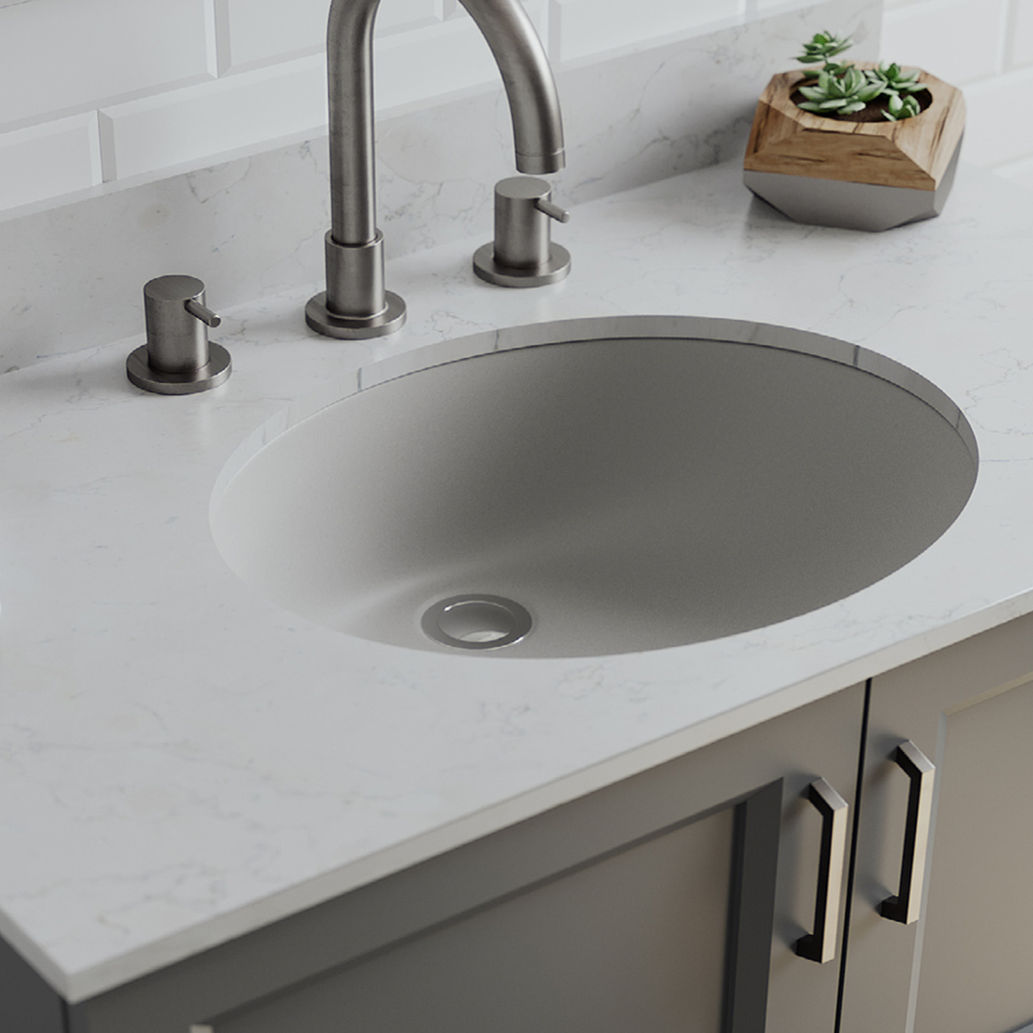 19" Oval Quartz Vanity Bathroom Sink, Galaxy Concrete Drop-In Sink, Undermount Bathroom Sink, Granite Vanity Basin by Lexicon Platinum LP-V210-C