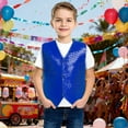 thumbnail image 2 of Boys Sequin Vest - Colorful Shiny Dance Vest for Boys - Party Costume for Girls and Boys,Color:Blue,7-8 Years, 2 of 9