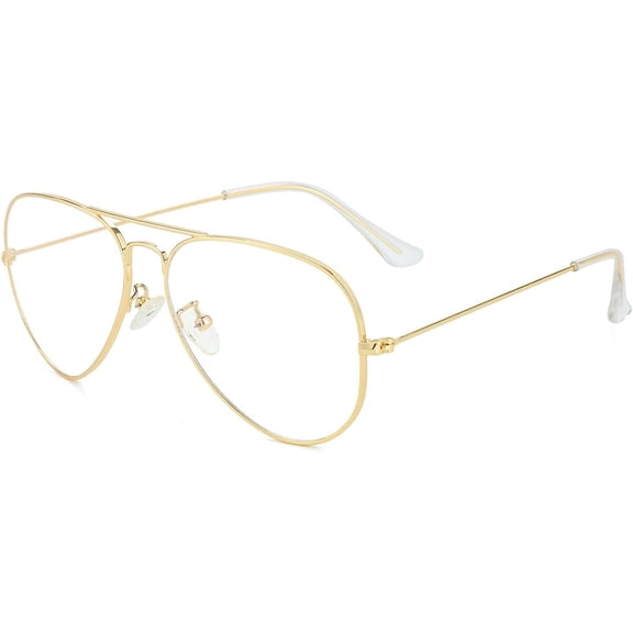 Blue Light Aviator Glasses for Women Men, Metal Frame Anti Blue Light Lens Glasses