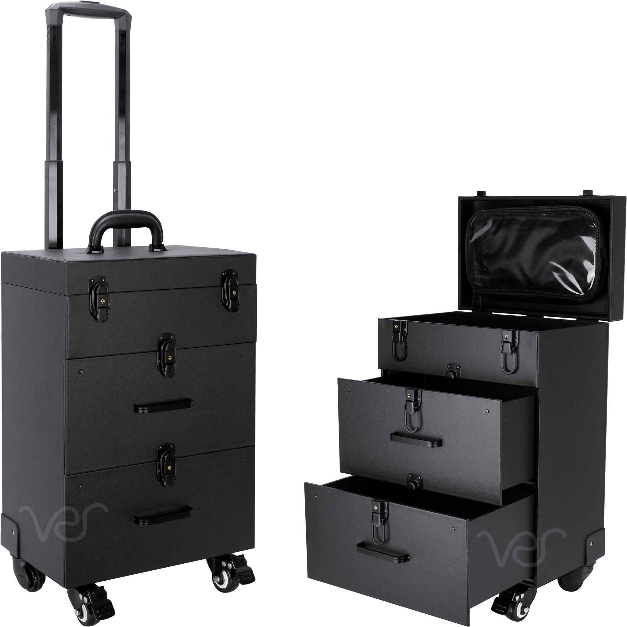 rolling suitcase with drawers