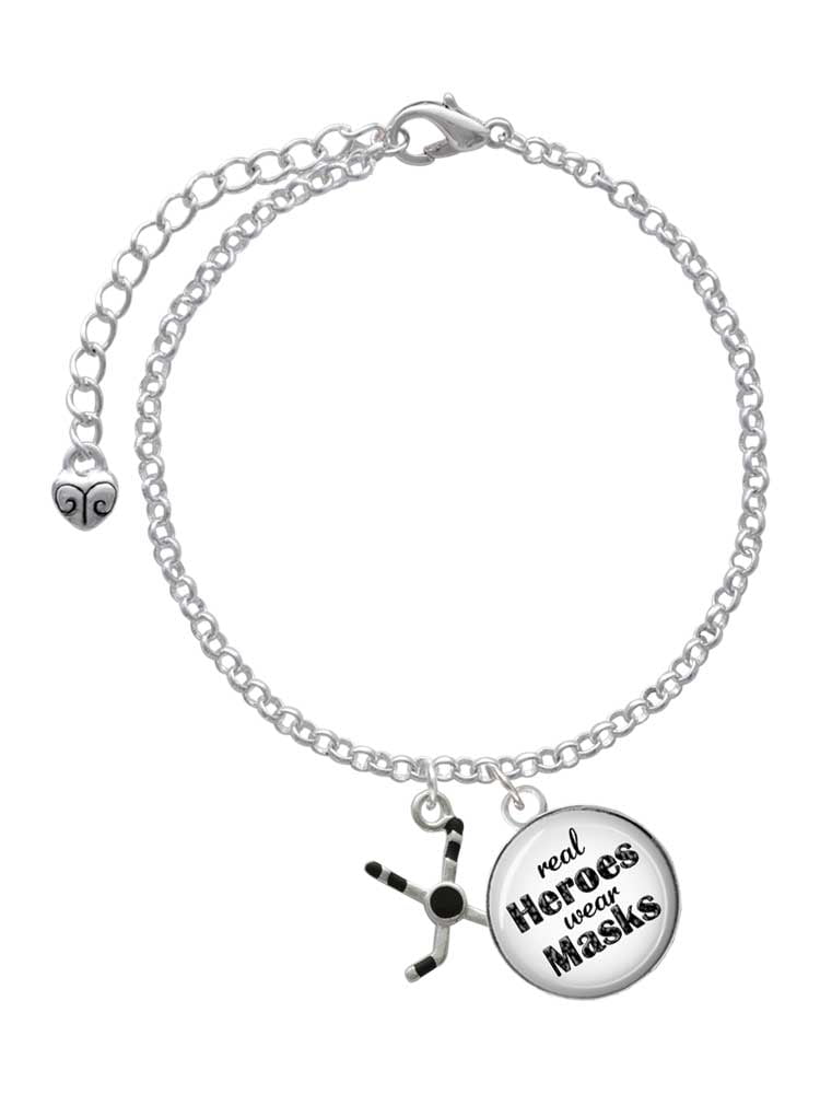 Hockey S-T-R-E-T-C-H Silvertone Charm Bracelet With 6 Charms 