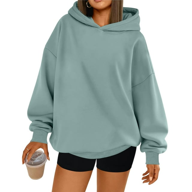 Sudaderas con Capucha de Gran Tamaño para Mujer, Sudaderas Cómodas, Conjuntos de Moda de Otoño, Blusas Casuales, Ropa de . Verde L