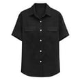 thumbnail image 6 of gakvbuo Summer Button-Up Shirts for women Button Down Tops Women'S Solid Color Pocket Blouses Short Sleeve Button-Up Turndown Collar Top, 6 of 7