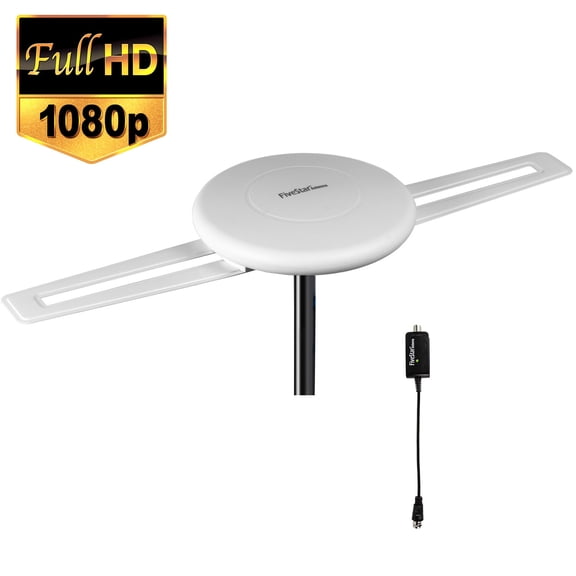 Five Star OmniPro HD TV Antenna with 40 ft Cable and Mounting Pole, Indoor/Outdoor, 200miles Reception Range, New